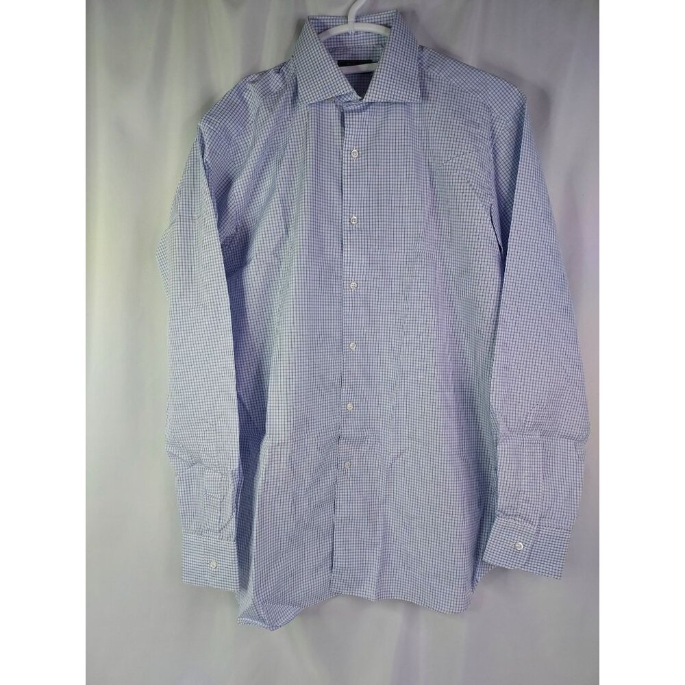 Freemans Sporting Club FSC Blue Checked Dress English Spread Shirt Men's 15-34